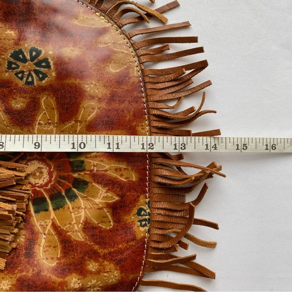 NWOT Patricia Nash Brown Floral Fringe 70s Revival Boho Leather Bucket Purse - Picture 15 of 15
